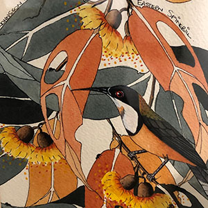 Airport Art - Ros Johnsson - Gum Leaves & Eastern Spinebill Airport Art - Ros Johnsson - Gum Leaves & Eastern Spinebill