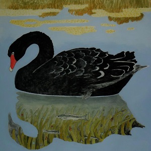 Airport Art - Jenny Clapson - Swan in the Shallow Water Swan in the Shallow Water