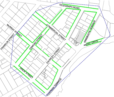 Map of Parallel parking sites within Kingscote CBD
